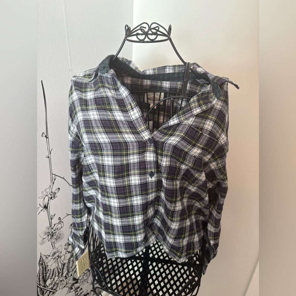 New American eagle cozy cabin cropped flannel